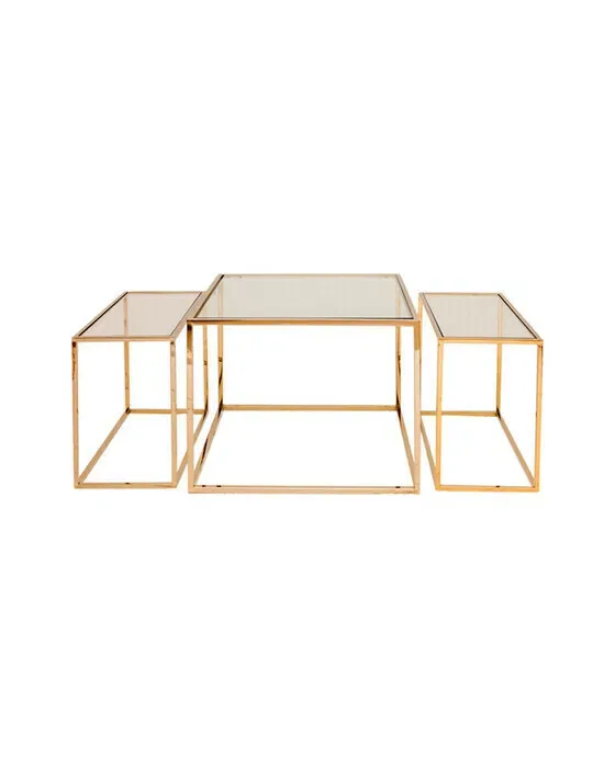 Three Set Table Brass High