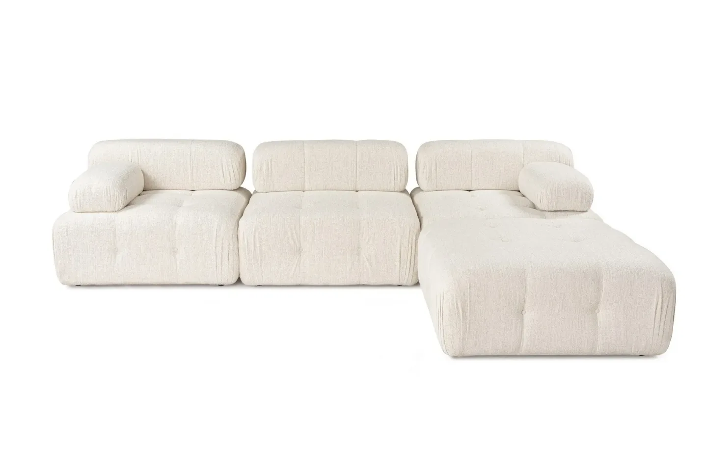 Belgin Bubblig Divansoffa 3-sits 315 cm med utfällbara armstöd och ryggstöd - Ljus / Beige