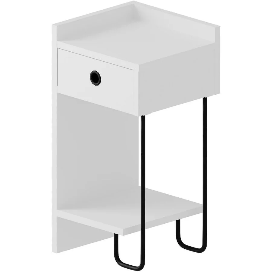 Nachttisch Uyumak weiss Melaminbeschichtete Spanplatte B 32 H 61 cm