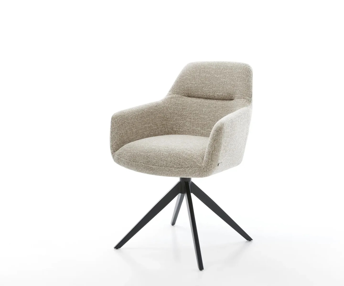 Drehstuhl Pejo-Flex Webstoff Soft Beige Kreuzgestell breit Schwarz 360° drehbar Wippfunktion Taschenfederkern