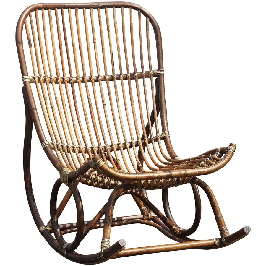Schaukelstuhl Tan Braun Rattan 68 cm - Farbe: natur
