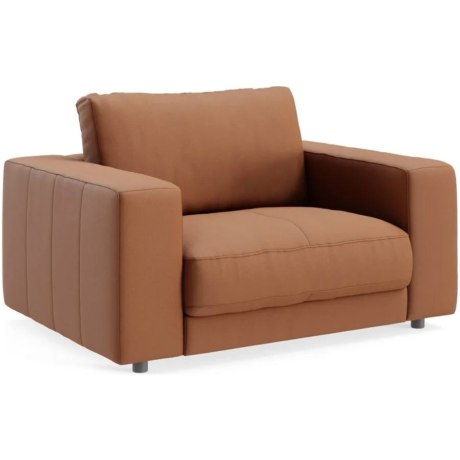 Sessel Ava cognac Bezug: pigmentiertes Leder B 140 T 107 H 86 cm - Möbel Konfigurator: Traummöbel individuell zusammenstellen