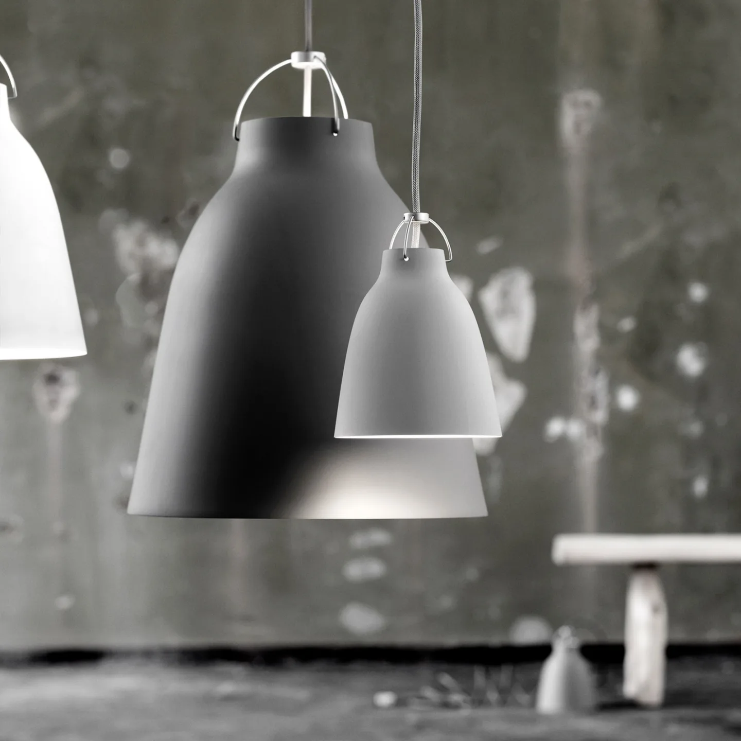 Caravaggio™ P1 pendellampe matt grå45 - FRITZ HANSEN Caravaggio P1 - Stue - Design - Metall - Med en lyskilde
