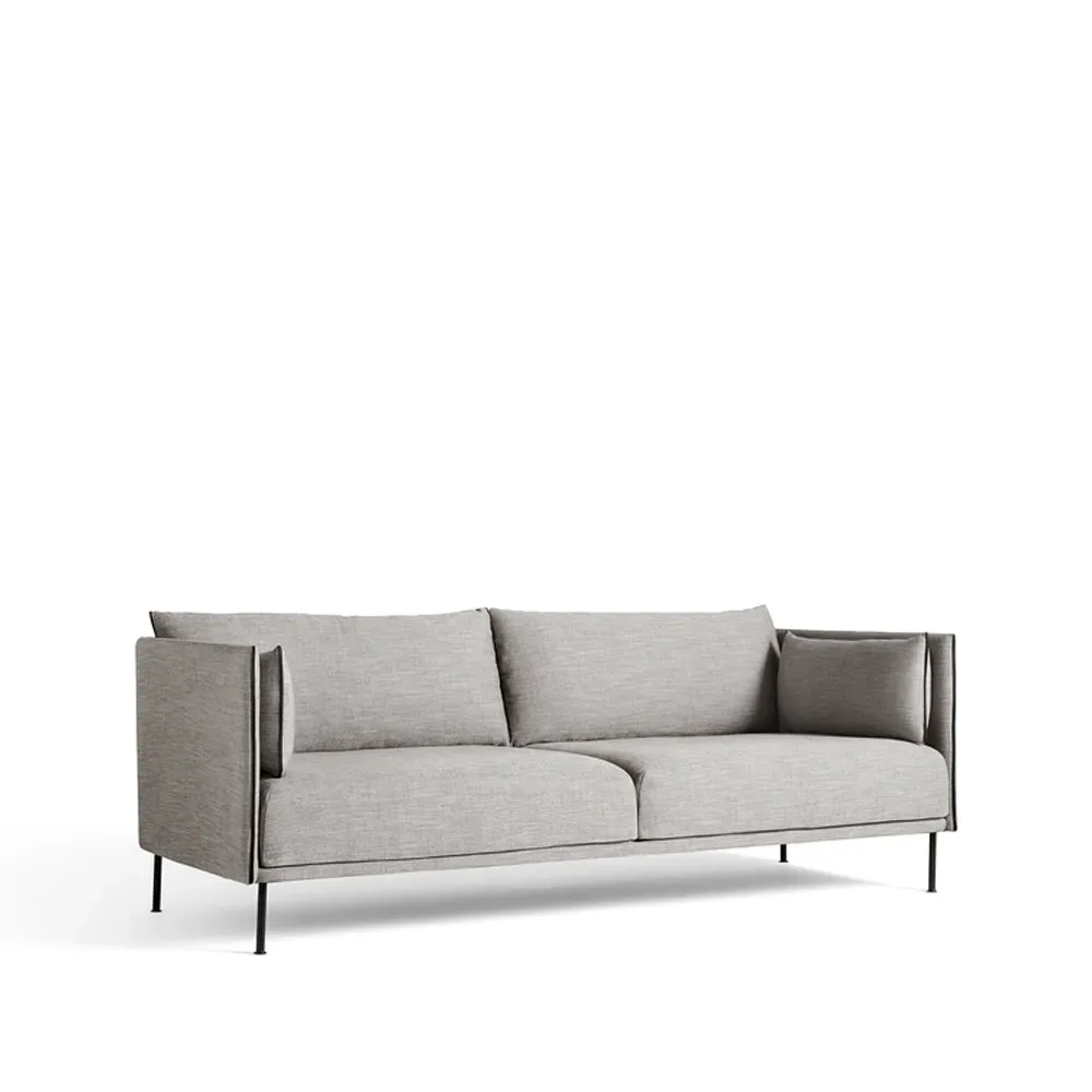 HAY Silhouette 3-Sitzer Sofa Ruskin 33-schwarz Metallbeine