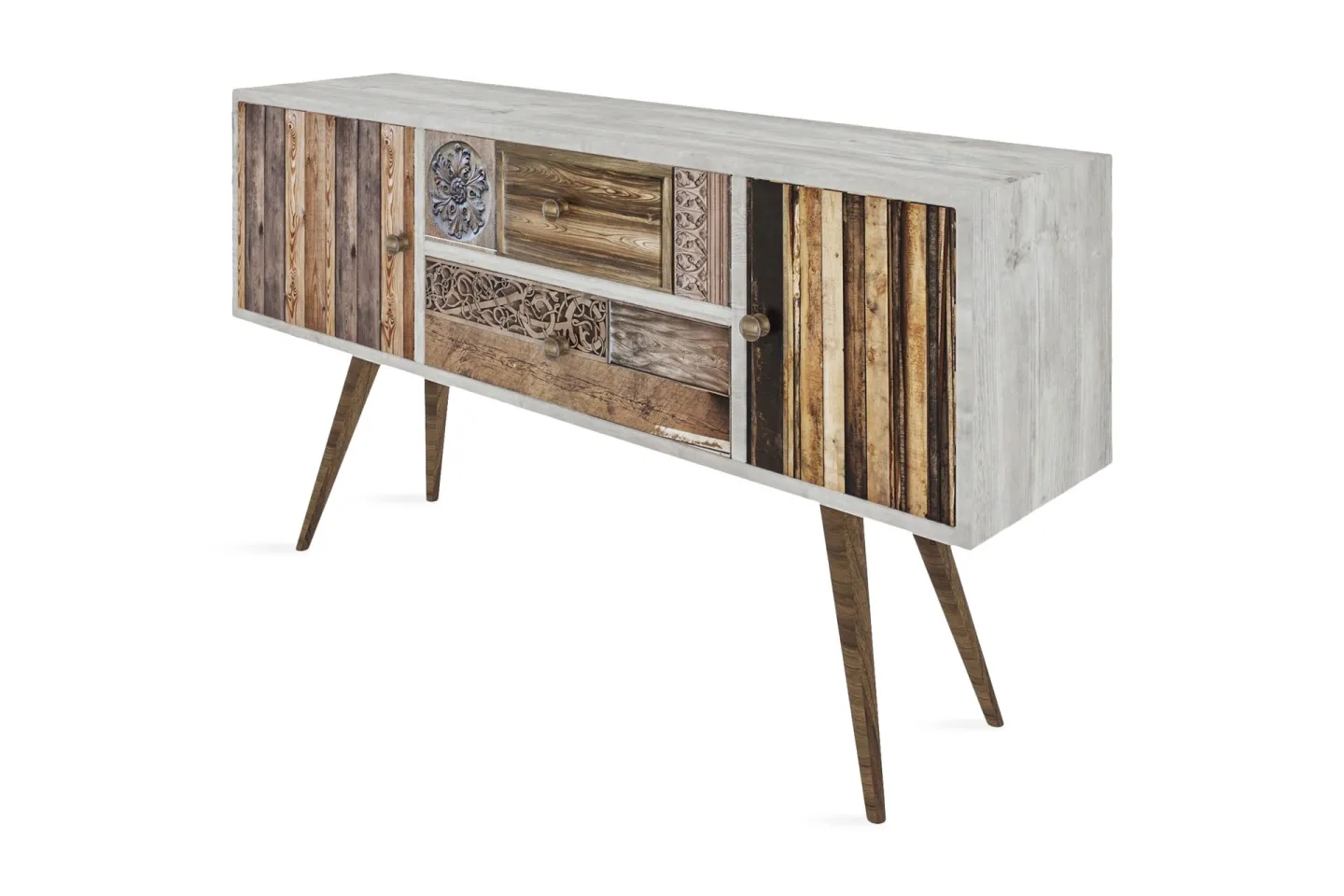 TV-Bänk Patresa 122 cm - Vit|Valnöt