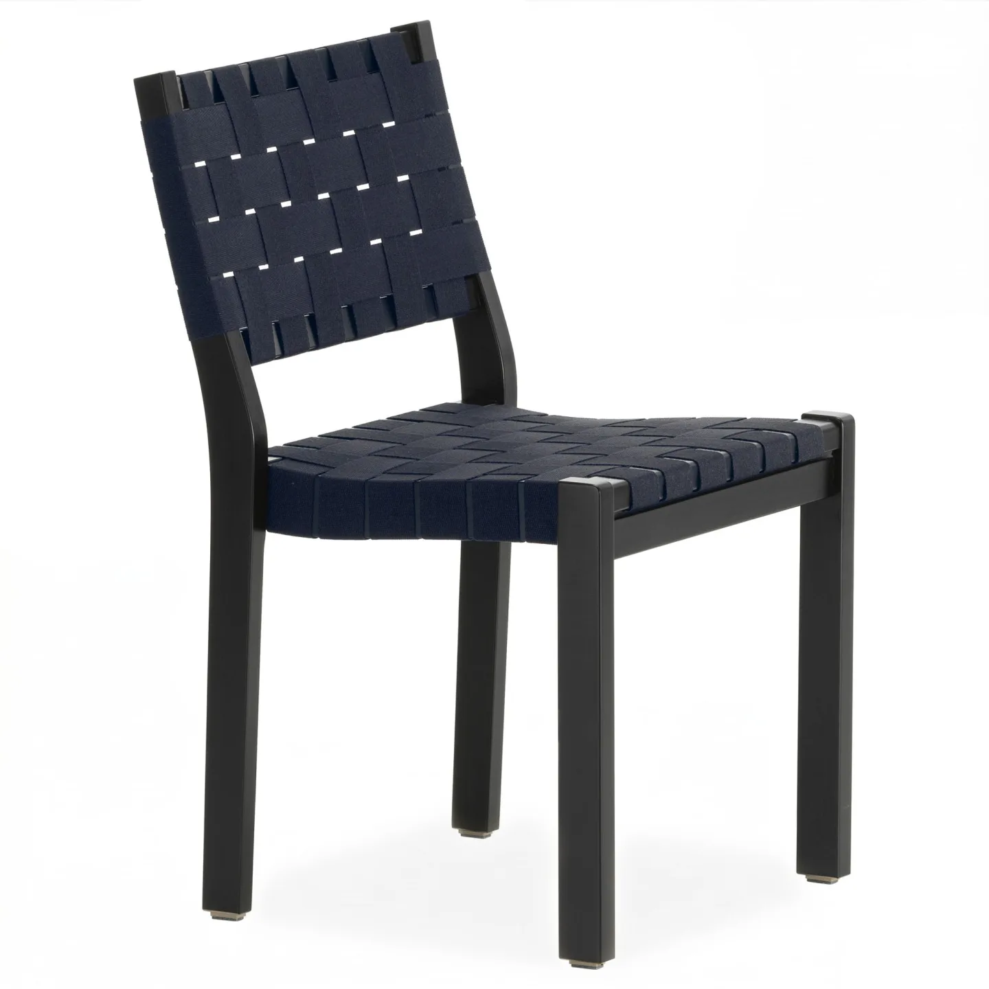 Artek - Chair 611 Svartlackad/Black Blue - Matstolar - Alvar Aalto - Blå - Naturmaterial/Trä