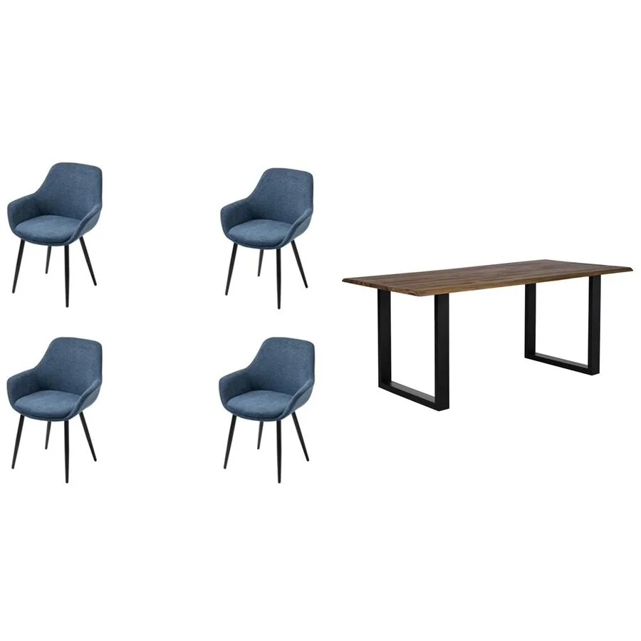 Essgruppe Eats cognac Akazie/Strukturstoff B 180 T 90 cm 4