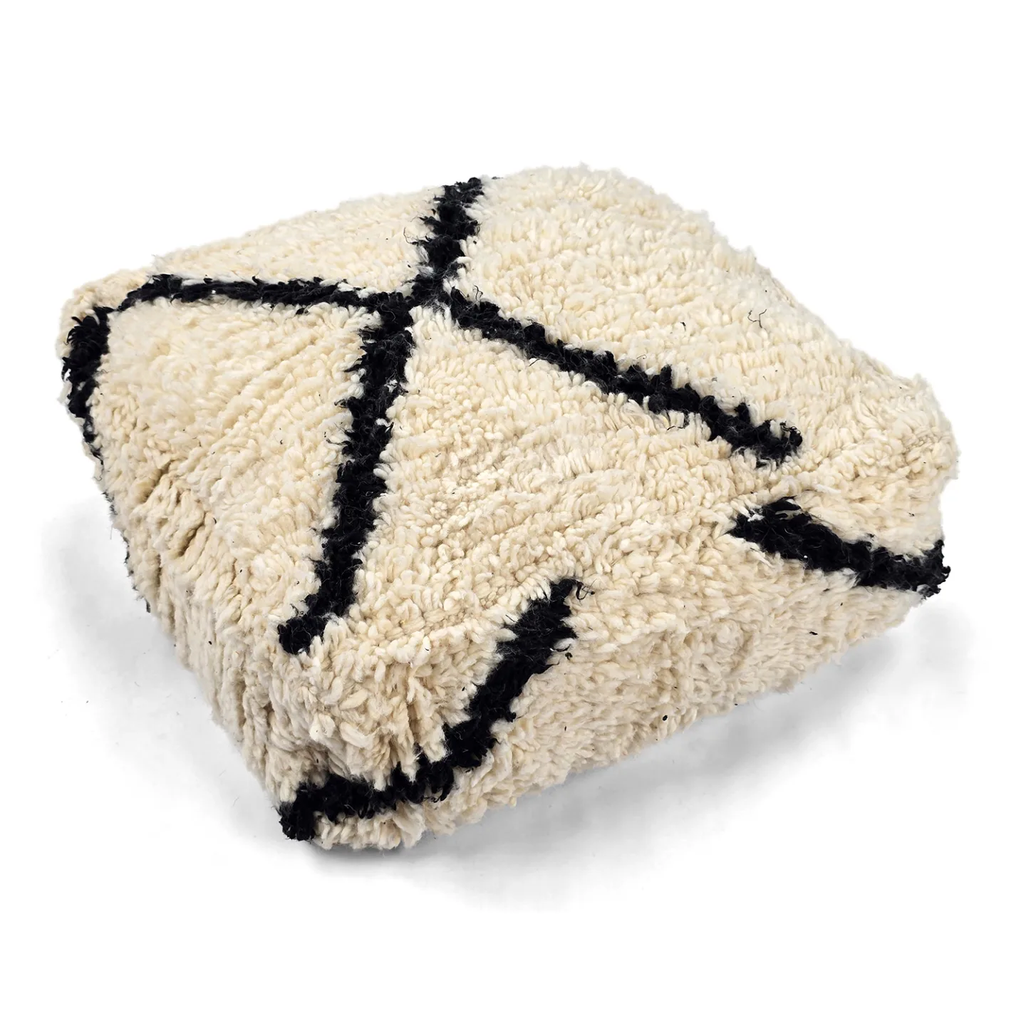 Sittepuff - Marokkansk Beni Ourain 004 (Størrelse: 60 x 60 cm)