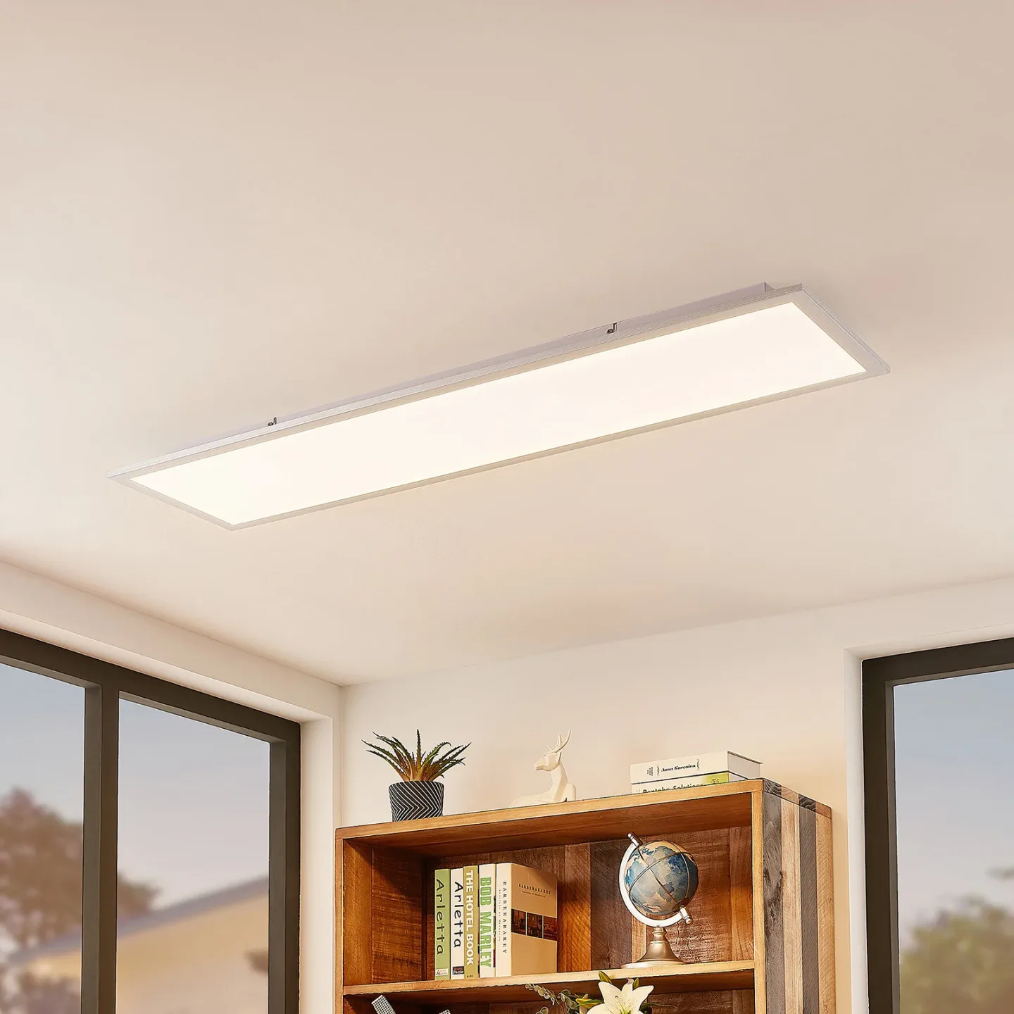 Kjetil loftlampe Smart Home 120x30 sølv/hvid - Lindby - Kontor / arbejdsværelse - Moderne - Plastik - Kantet