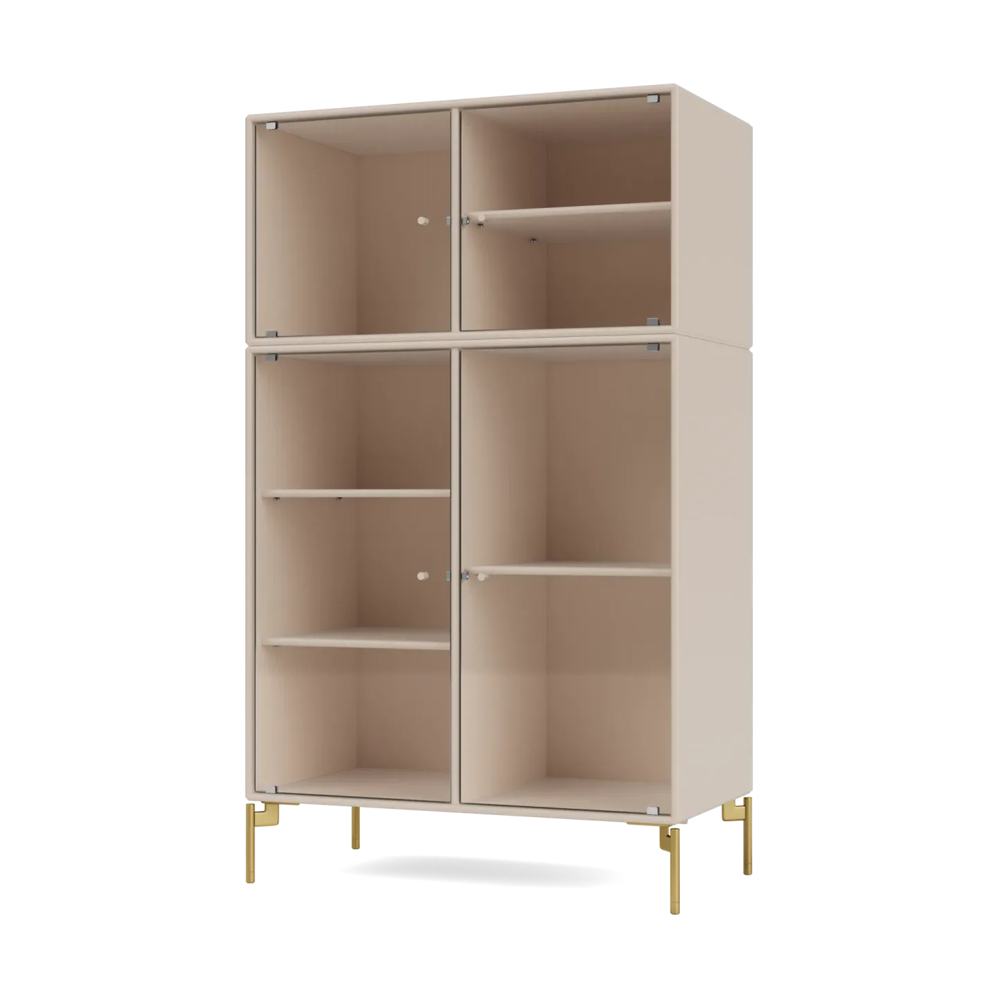Montana Ripple III Vitrinenschrank 69,6x117,6x38 cm Clay-Beine brass