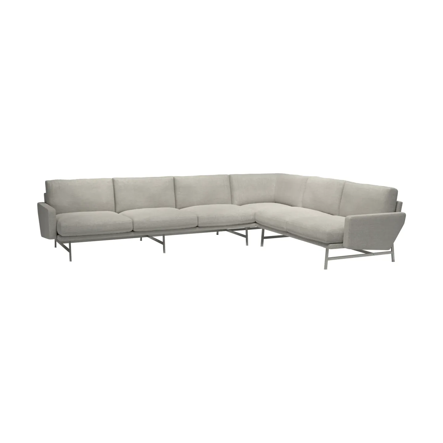 Fritz Hansen Lissoni PL117 R högerställd hörnsoffa Clay 012-rostfritt stål