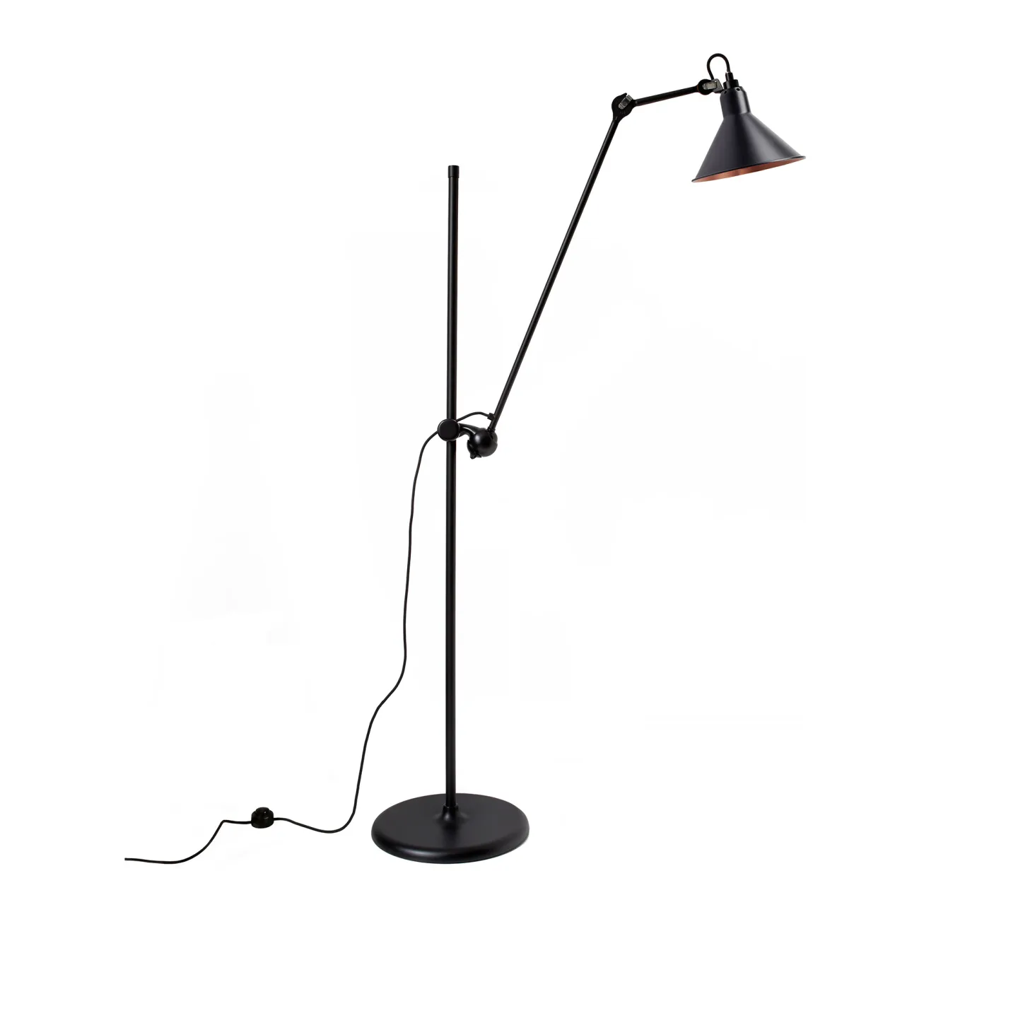 DCWéditions - Lampe Gras No215 - Conic - Svart bas, Svart med kopparinsida - Läslampor - Bernard-Albin Gras - Svart