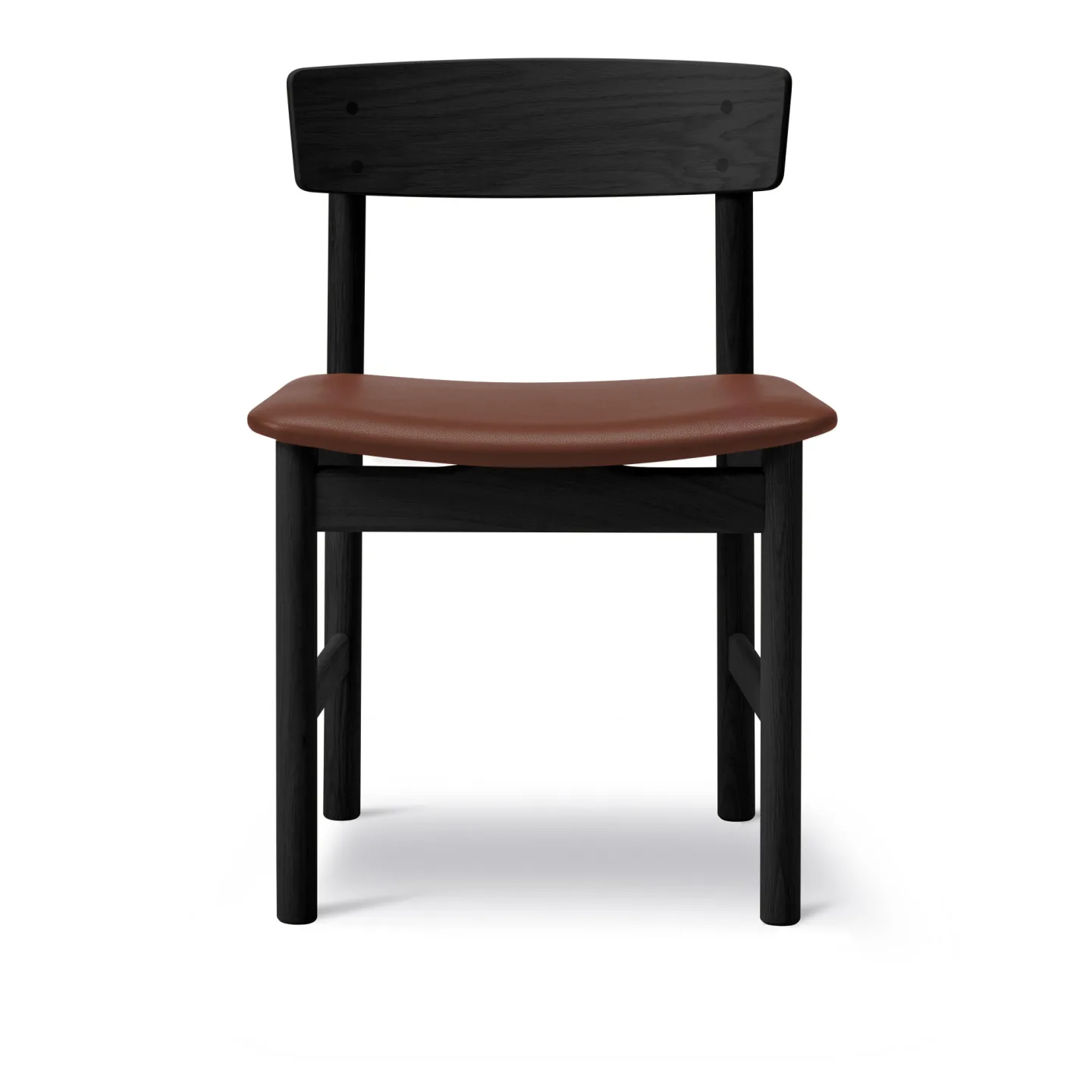 Fredericia Furniture - Mogensen 3236 Chair, Svartlackerad ek, Lädergrupp 2 - 92 Tan - Matstolar - Børge Mogensen - Brun,Svart - Läder/Trä