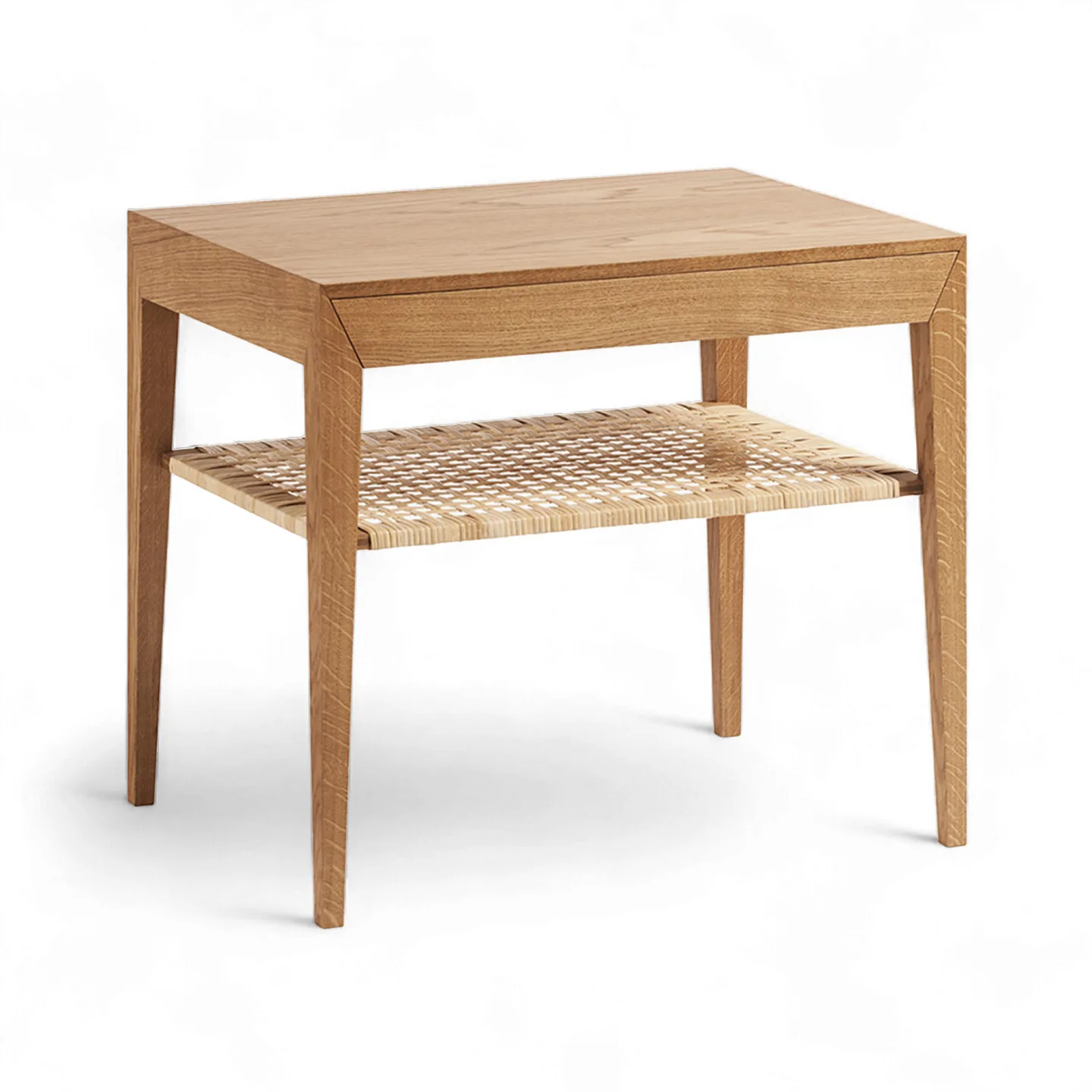 Dagmar - Model 35 Bedside Table Oak Cane Shelf - Sängbord - Severin Hansen - Träfärgad - Trä/Textilmaterial