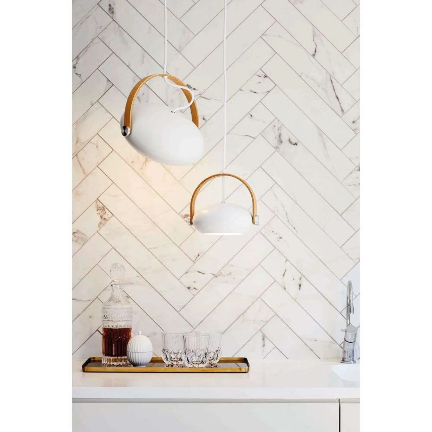 D.C Taklampa Ø18 White/Oak - Halo Design - Matsal - Glas