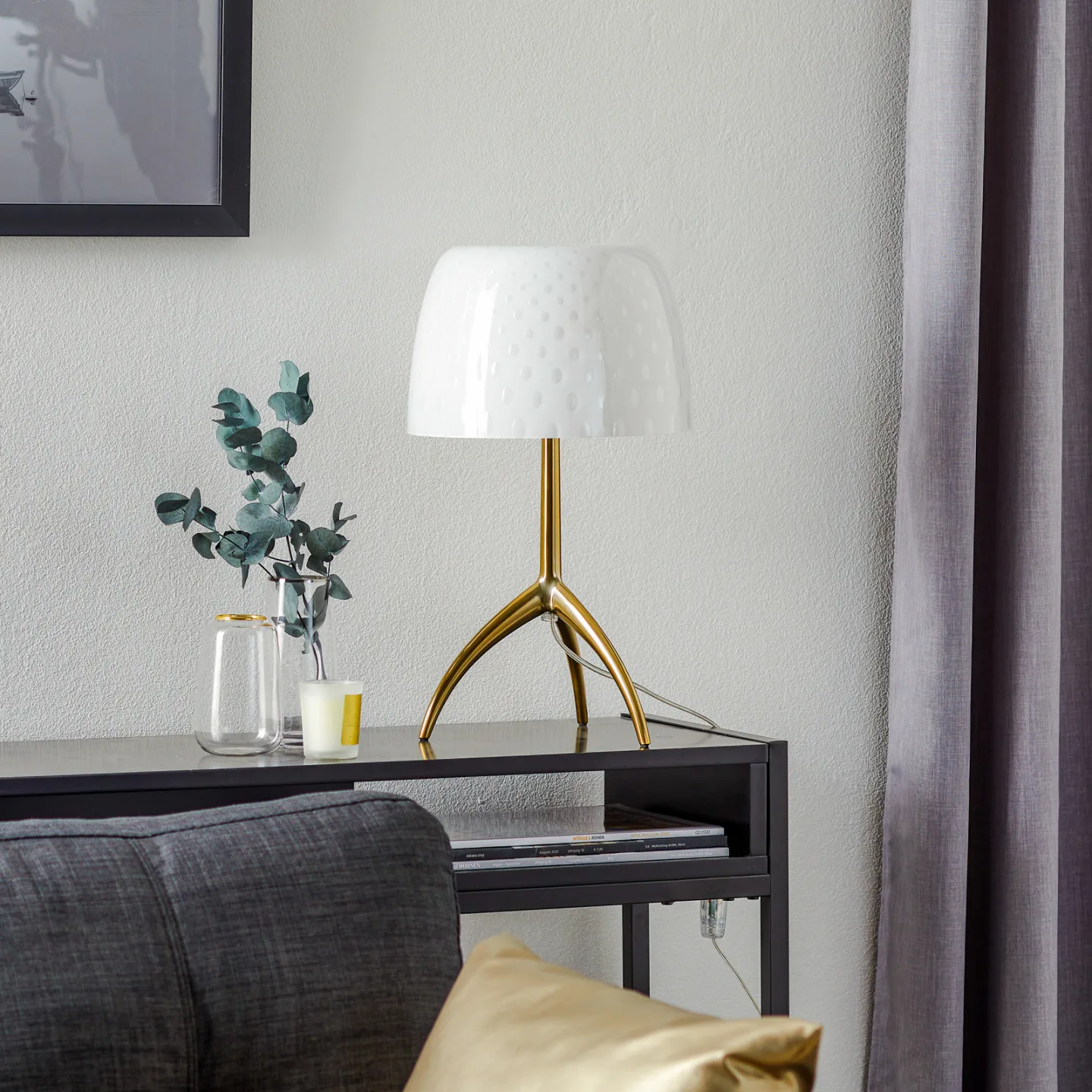 Lumiere 30 Tischlampe, 45 cm, Blasenglas, dim. - Foscarini - Wohnzimmer - Design - Mit Schirm