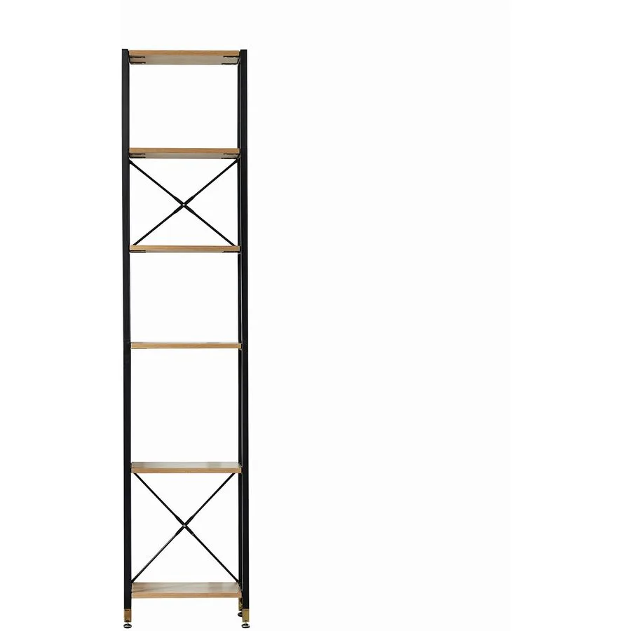 Regal Cecilia akazie, schwarz MDF, Metall B 45 H 210 cm