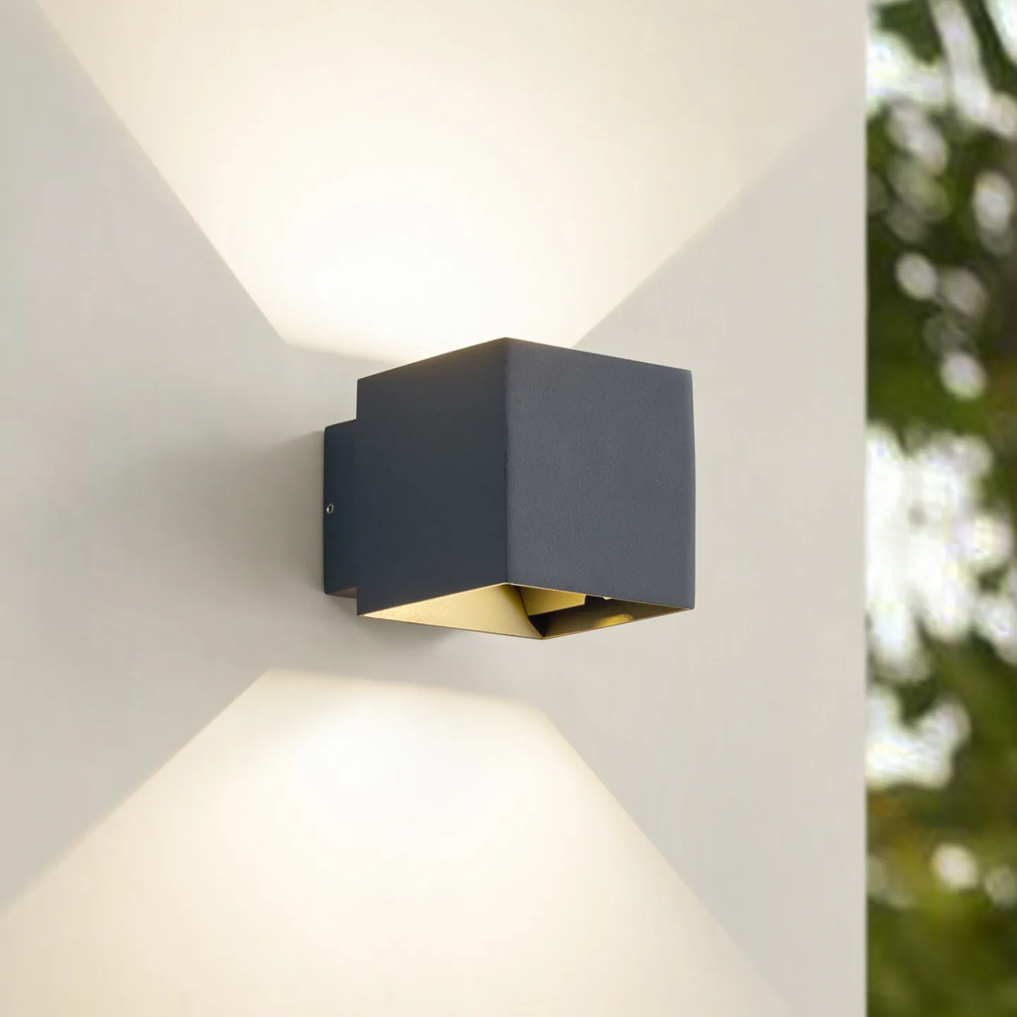 Esani LED Außenwandleuchte Anthrazit - Lindby - Balkon - Modern - Aluminium - Eckig