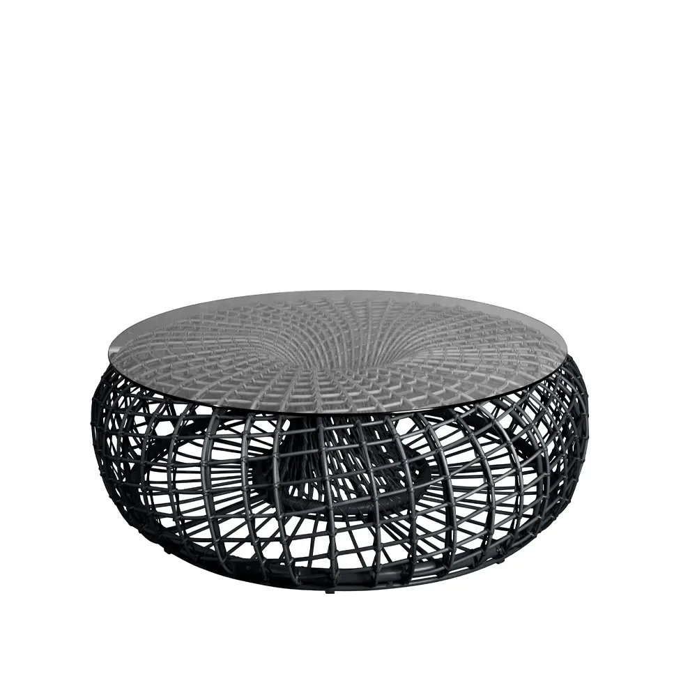 Cane-line Nest Tisch/Hocker Lava Grey, groß, inkl. Glasplatte