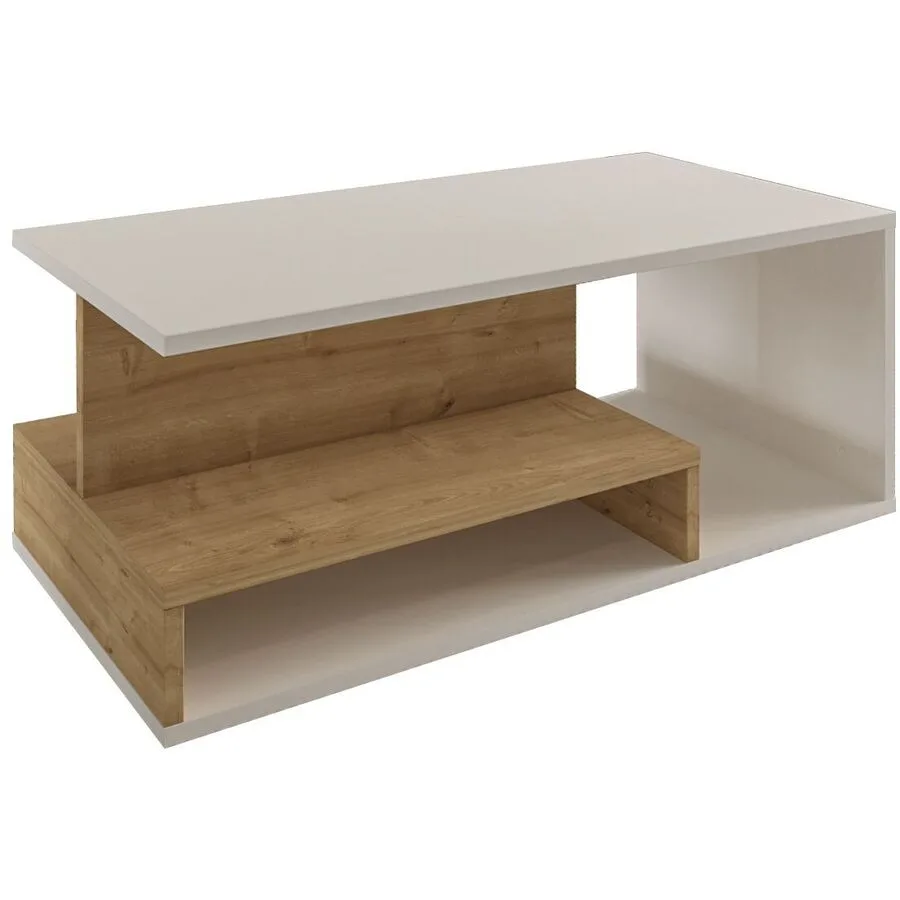 Salontisch Georis Weiß, Saphir-Eiche 100% Melaminbeschichtete Kiefer B 90 cm T 44.8 cm