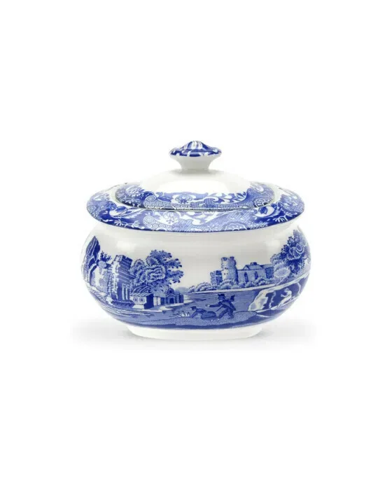 Blue Italian Sugar Bowl With Lid