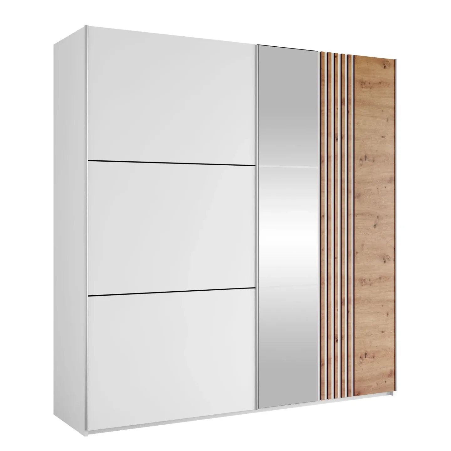 Osval Garderob med Spegel 203x215 cm - Vit/Brun