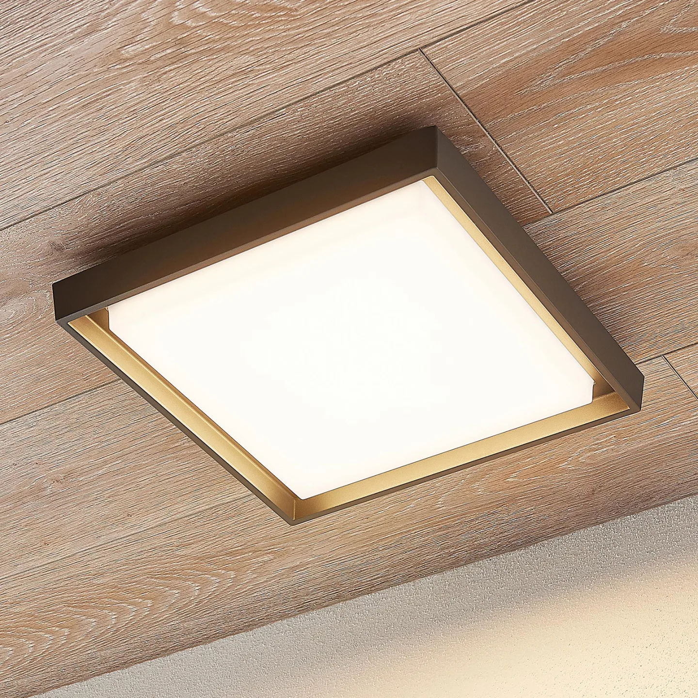 Birta LED-Außendeckenlampe, dunkelgrau, IP54, 34cm - Lucande - Modern - Metall - Eckig