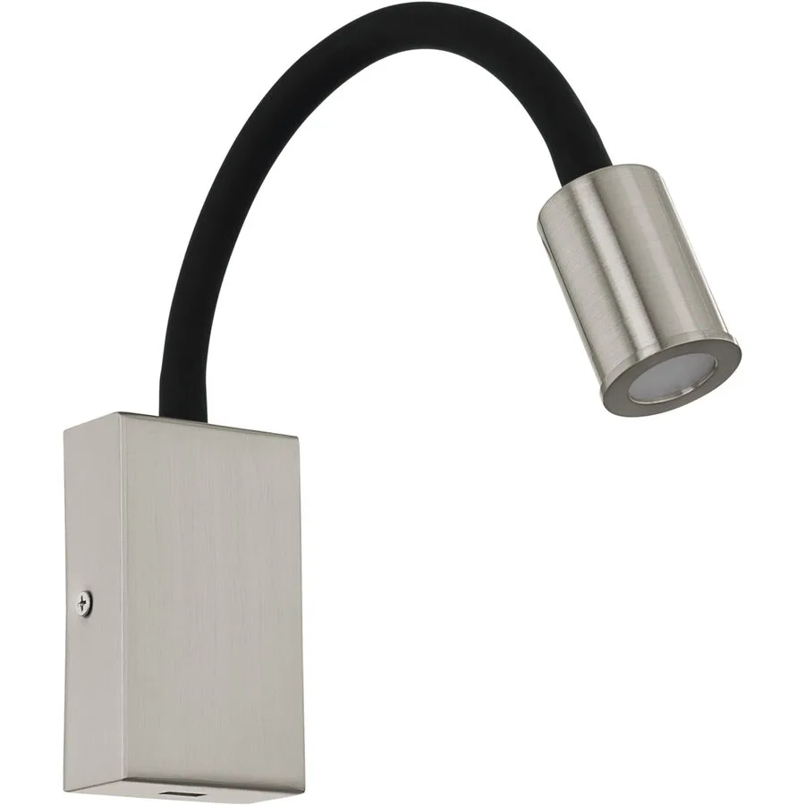 Eglo Wandlampe Tazzoli Nickel-matt, schwarz Kunststoff/Stahl 320 lm B 16 cm - LED - Lichtfarbe: Warmweiss- LED Energiesparlampe