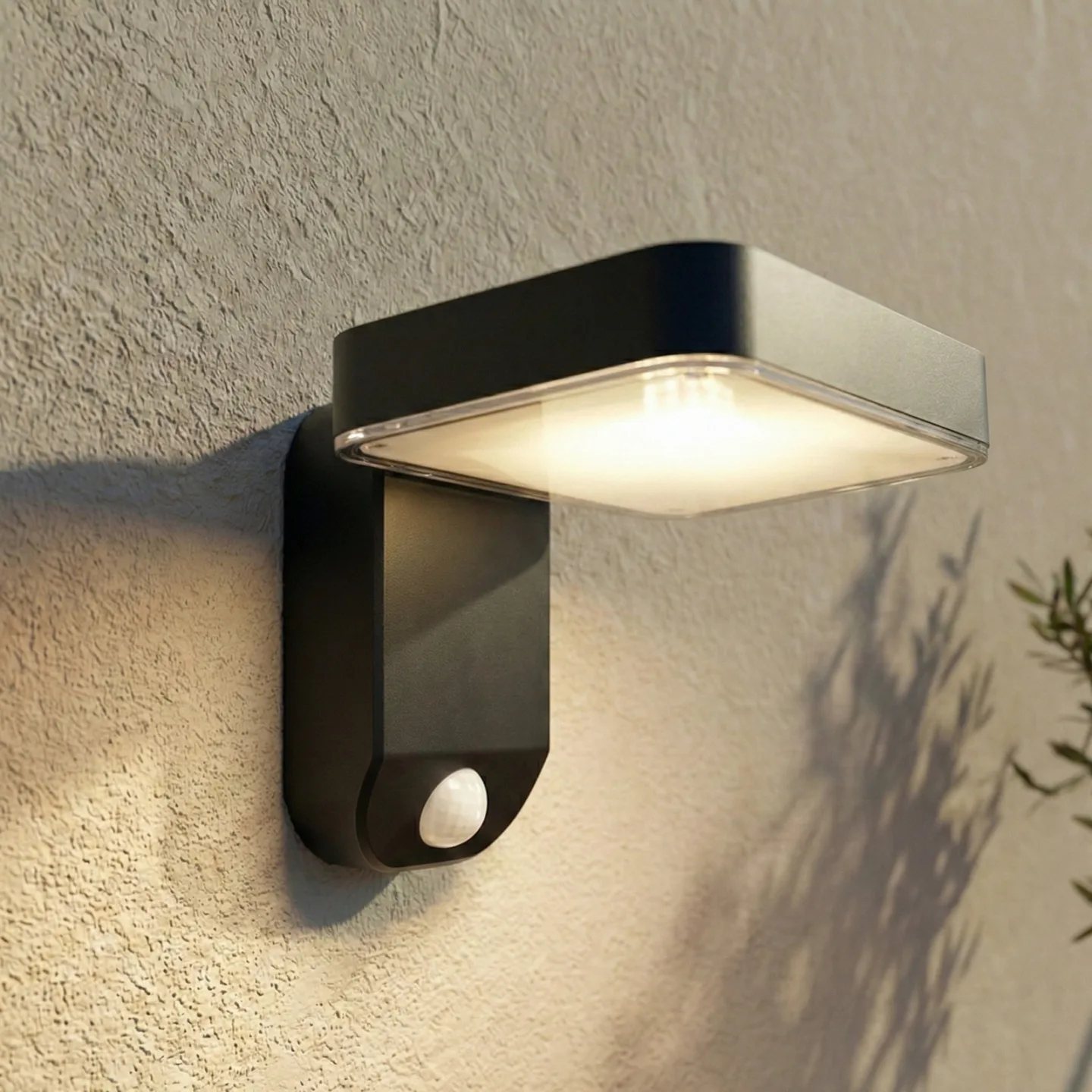 Tarlson LED-Solarwandlampe, eckig, anthrazit, Sensor - Prios - Terrasse - Modern - Kunststoff - Einflammig
