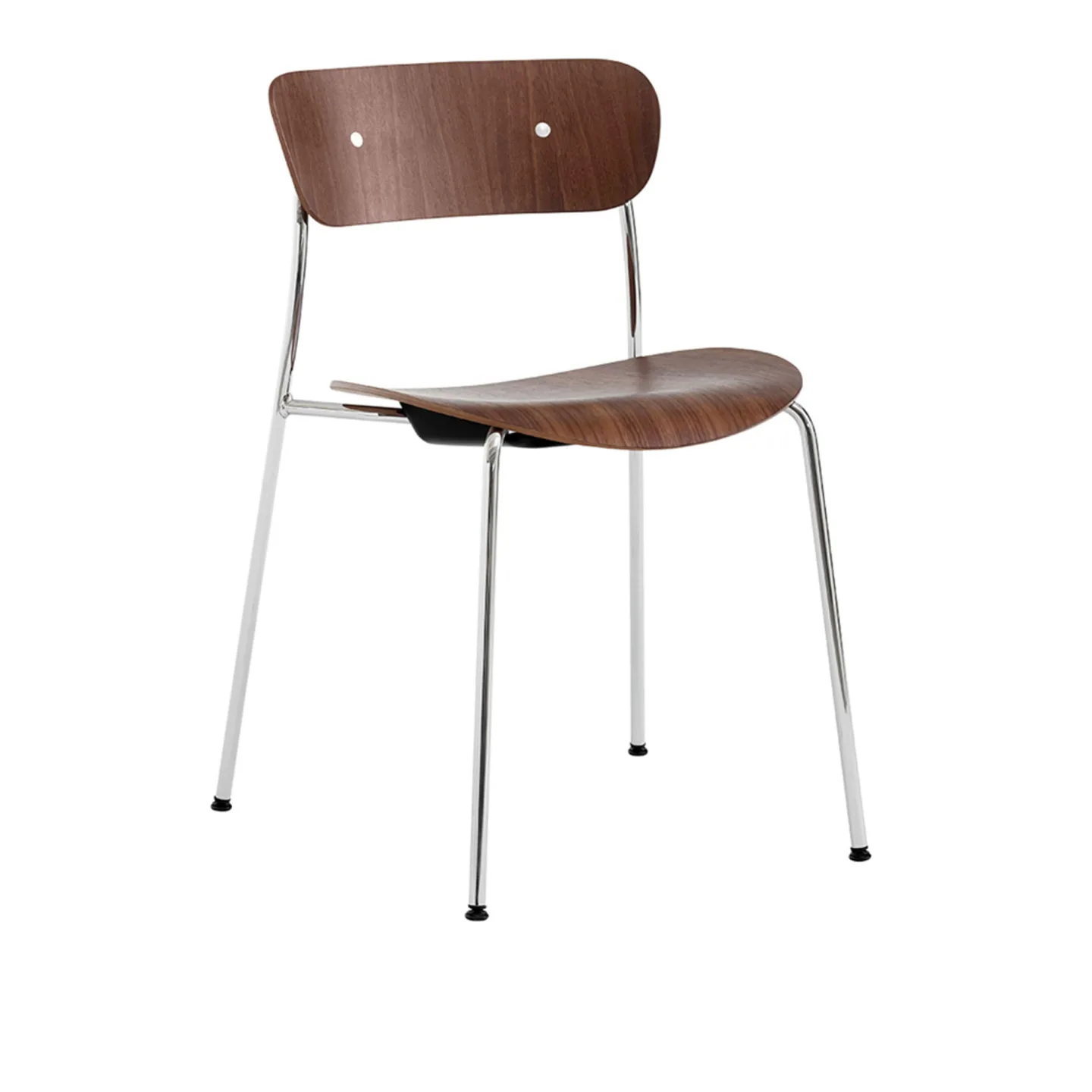 &Tradition - Pavilion Chair AV1 - Chrome/Lacqeured Walnut - Matstolar - Anderssen & Voll - Träfärgad - Trä