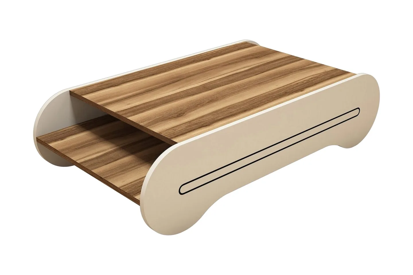 Hovdane Soffbord 120 cm med Förvaring Hylla - Brun/Krämvit