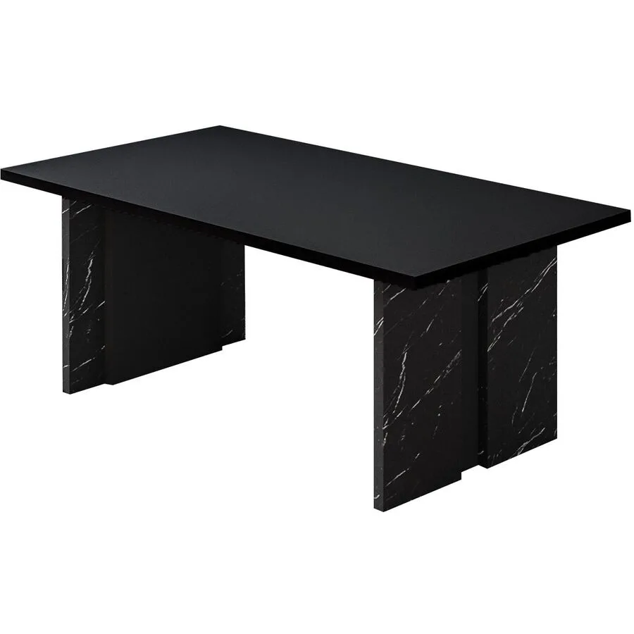 Salontisch Georis Schwarz, Marmor 100% Melaminbeschichtete Kiefer B 90 T 50 cm