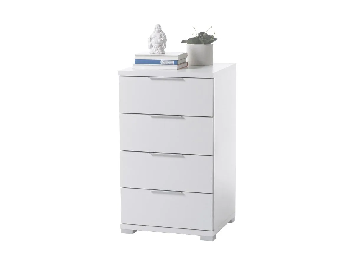 Nachttisch weiß 46 cm x 42 cm mit 4 Schubladen - UNIVERSAL