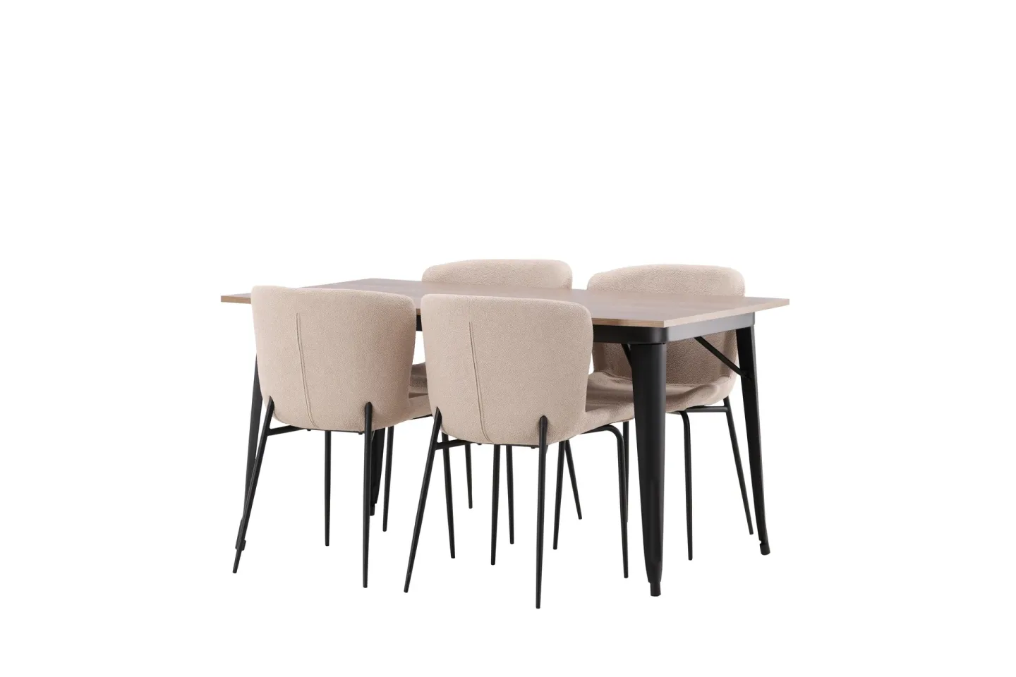 Tempe Matgrupp 140 cm Rektangulär med 4 Modesto stolar - Mörkgrå