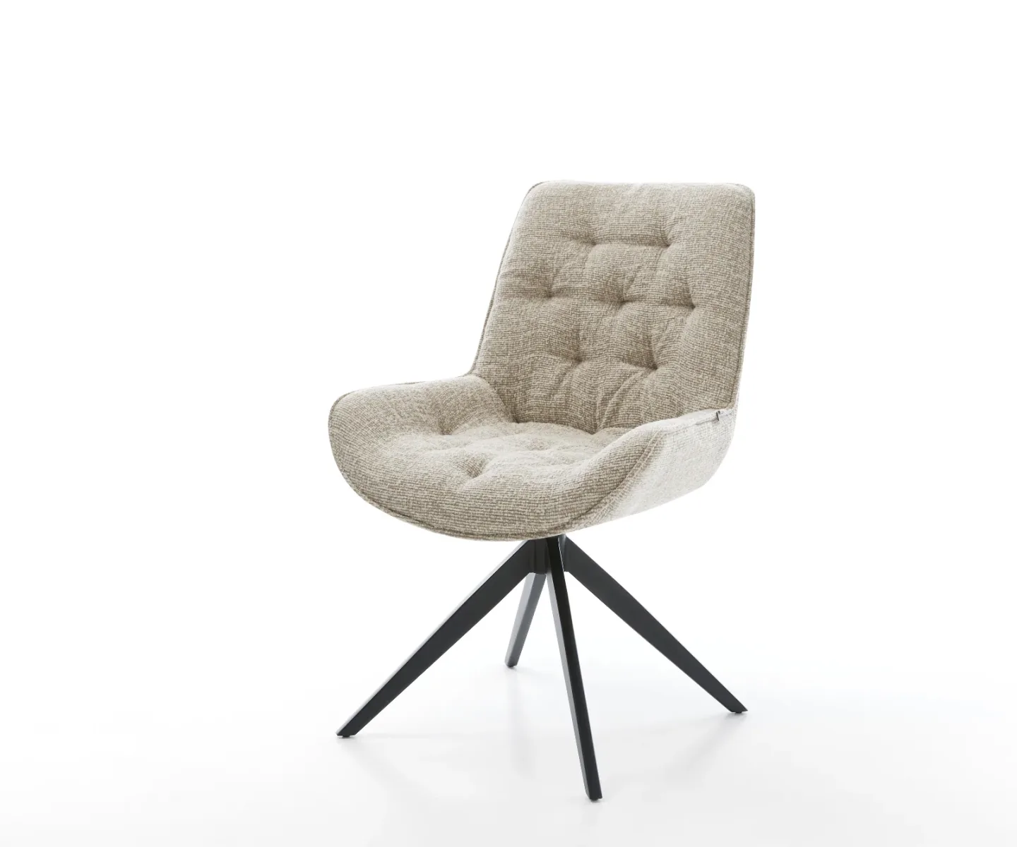 Drehstuhl Taimi-Flex Webstoff Soft Beige Kreuzgestell breit Schwarz 360° drehbar Wippfunktion