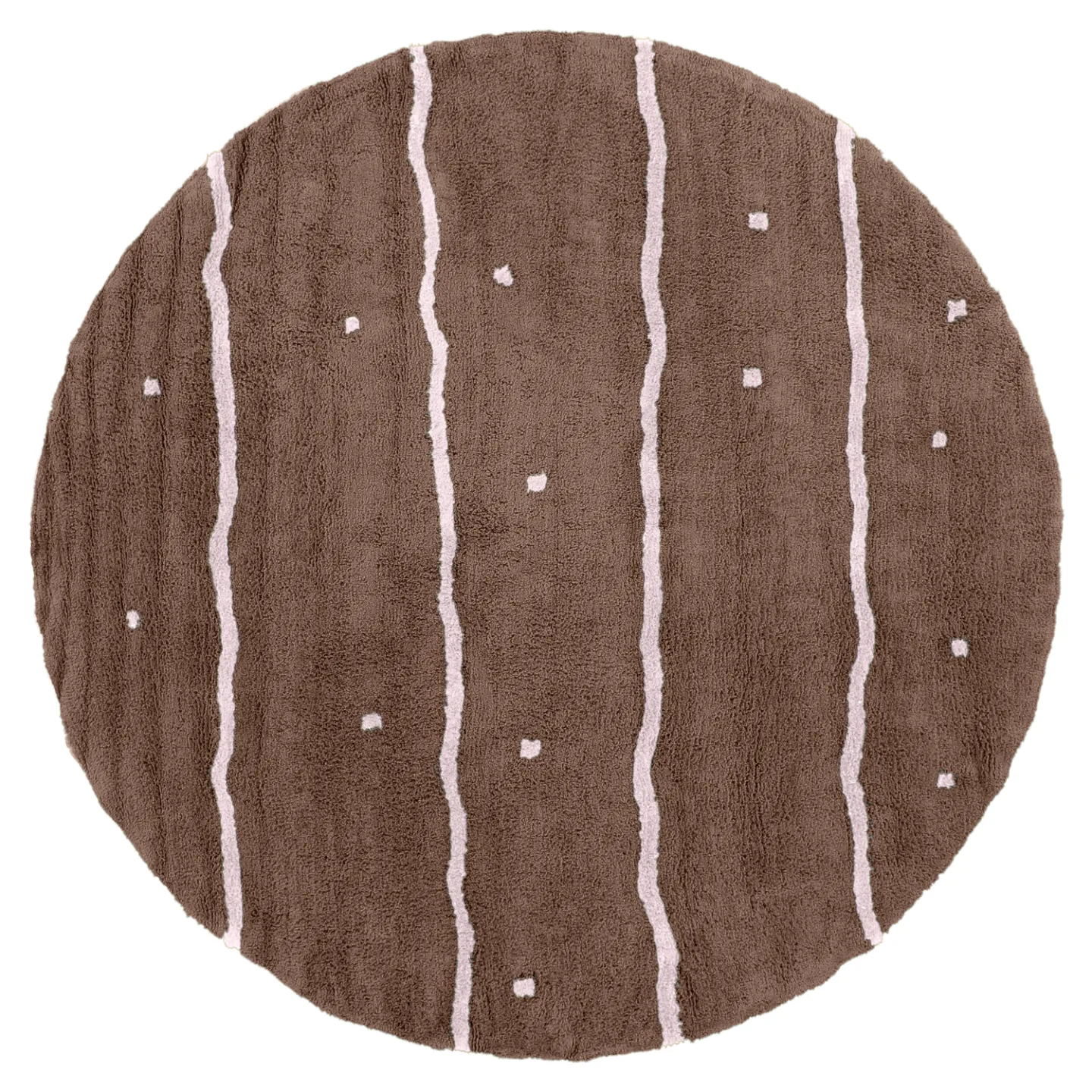 Rundt teppe - Leora Natural Cotton Shaggy (brun/lilla) (Størrelse: Ø 200 cm)