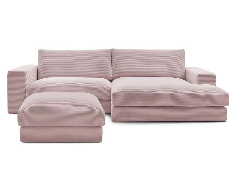 Ecksofa mit Hocker BOBOCHIC LEONARD Cord-Stoff violett