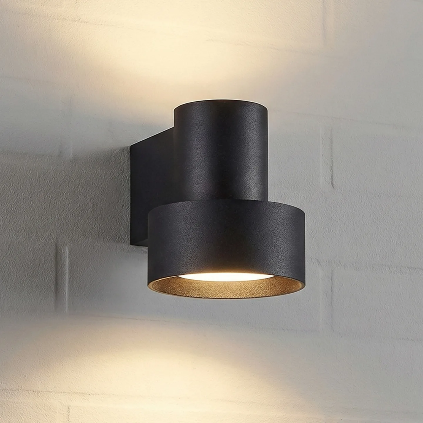 Elune LED-Außenwandlampe, schwarz matt, up/down - Lucande - Modern - Aluminium - Einflammig