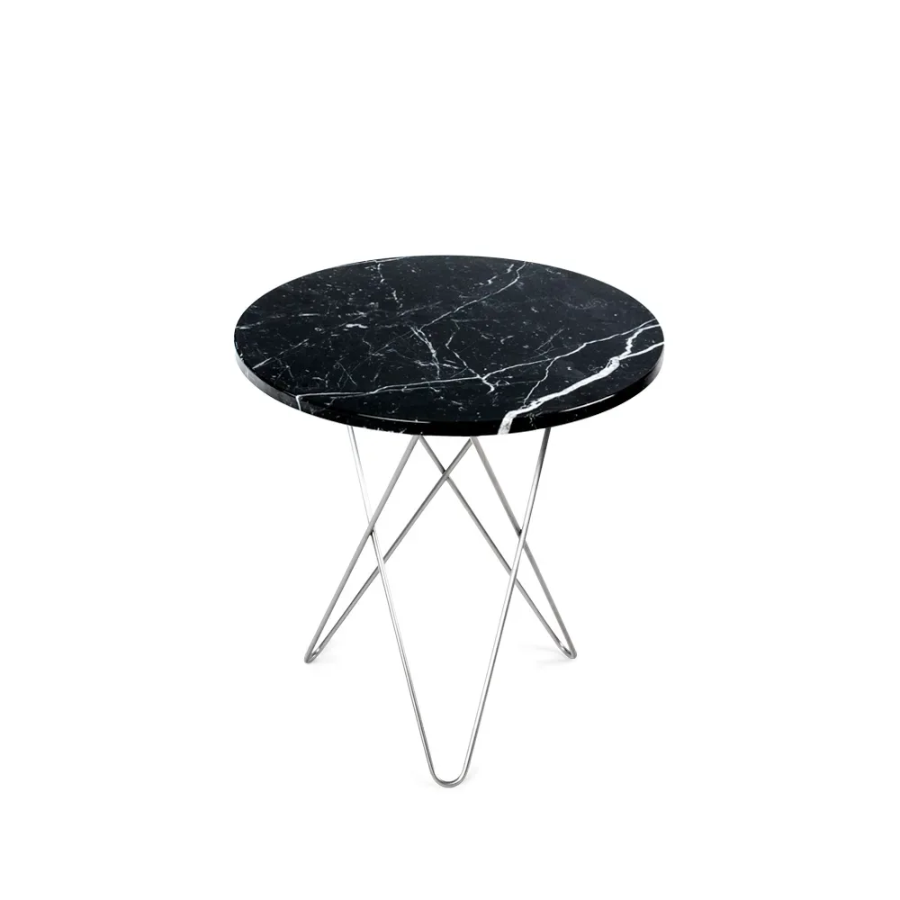 OX Denmarq Tall Mini O Table Couchtisch Marmor Schwarz, Edelstahlgestell