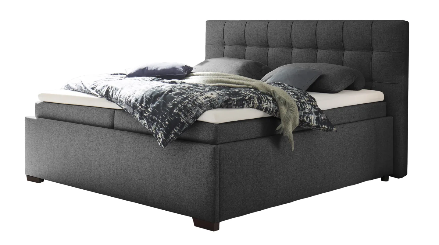 Boxbett 180 x 200 cm mit Bettkasten grau Stoffbezug - ARTOS