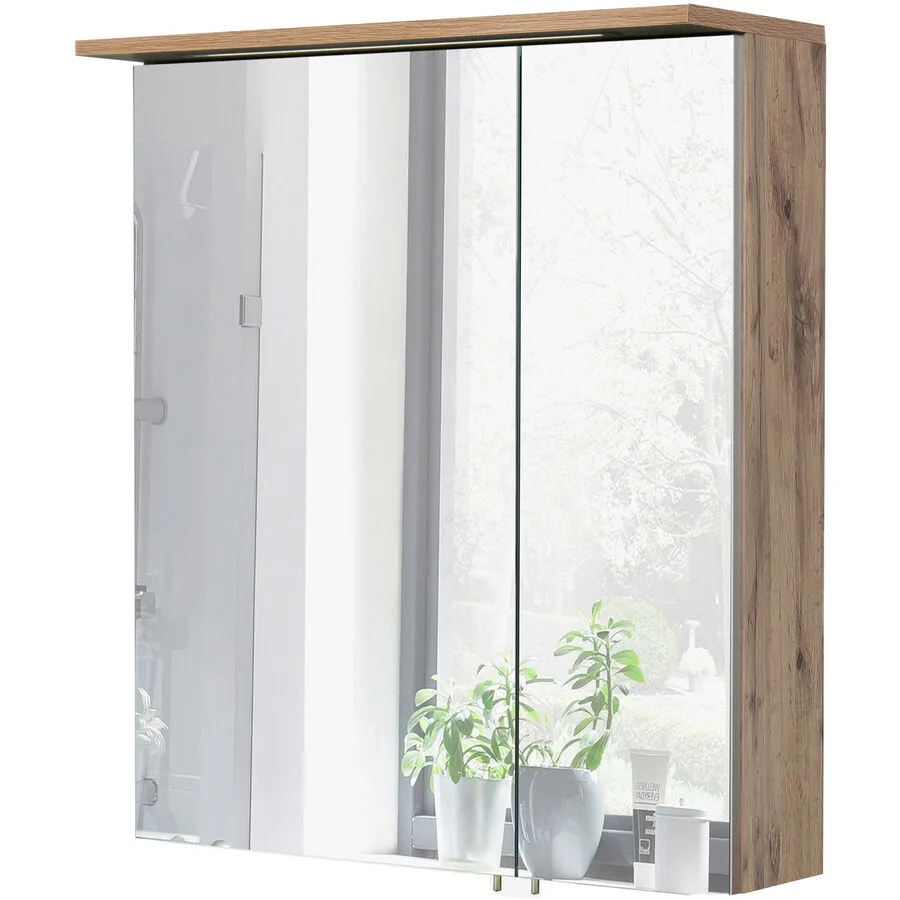 Spiegelschrank Esja eiche landhaus Holzwerkstoff B 60 cm T 23.7 cm - Lichtfarbe: Helles Neutralweiss