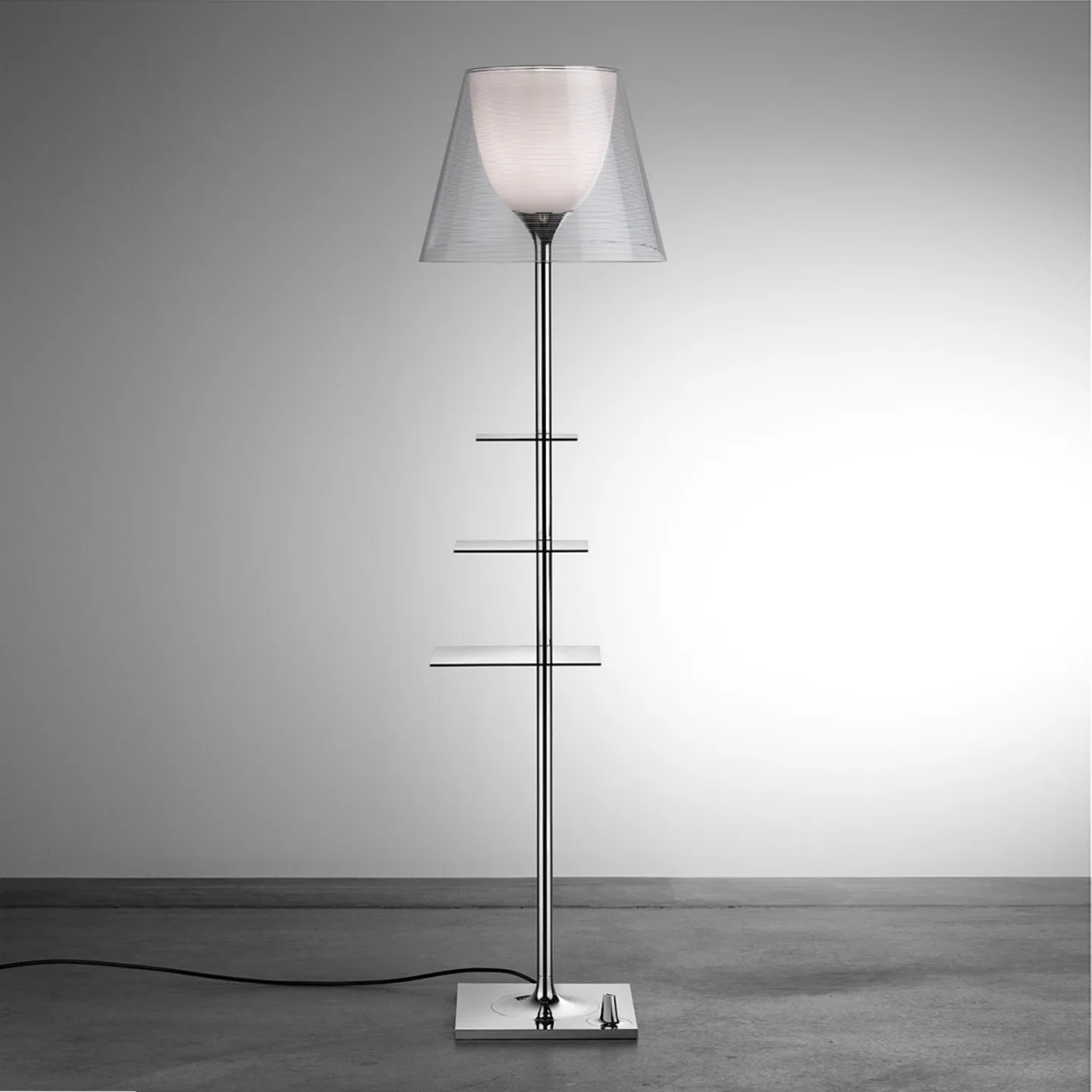 Bibliotheque National Gulvlampe Transparent - Flos BIBLIOTH.NAT - Stue - Design - Metal - Med skærm
