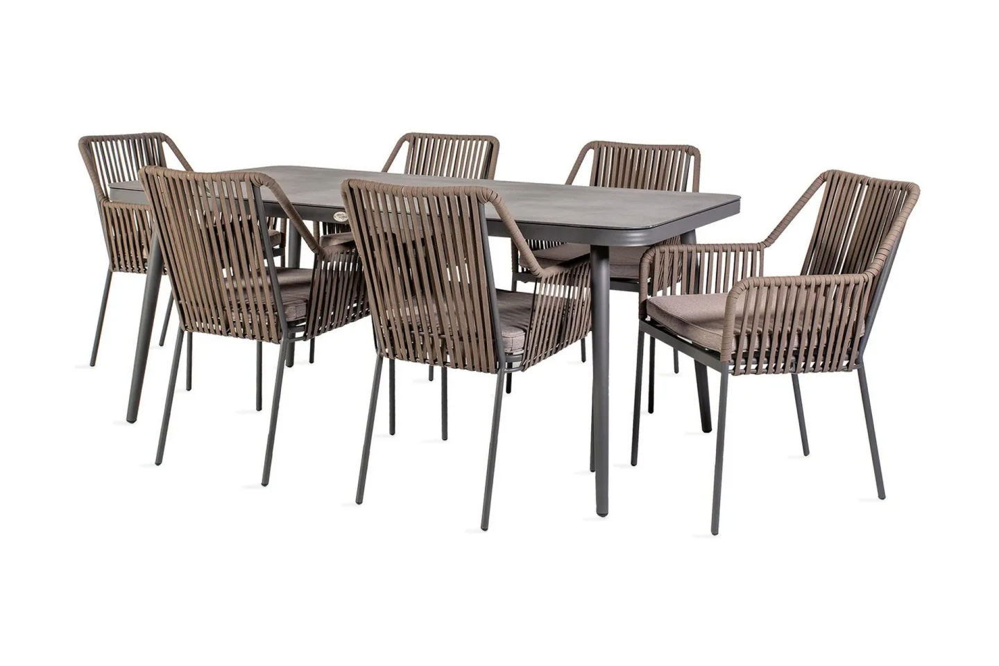 Möbelset ANDROS Utebord och 6 Utestolar 180x90xH75cm -