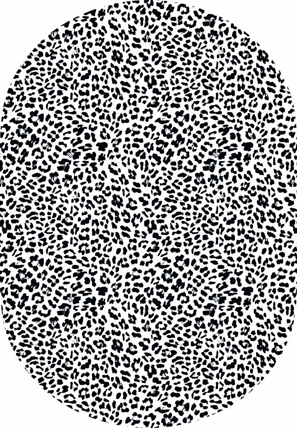 Ovalt teppe - Leopard (svart/hvit) (Størrelse: 200 x 280 cm)