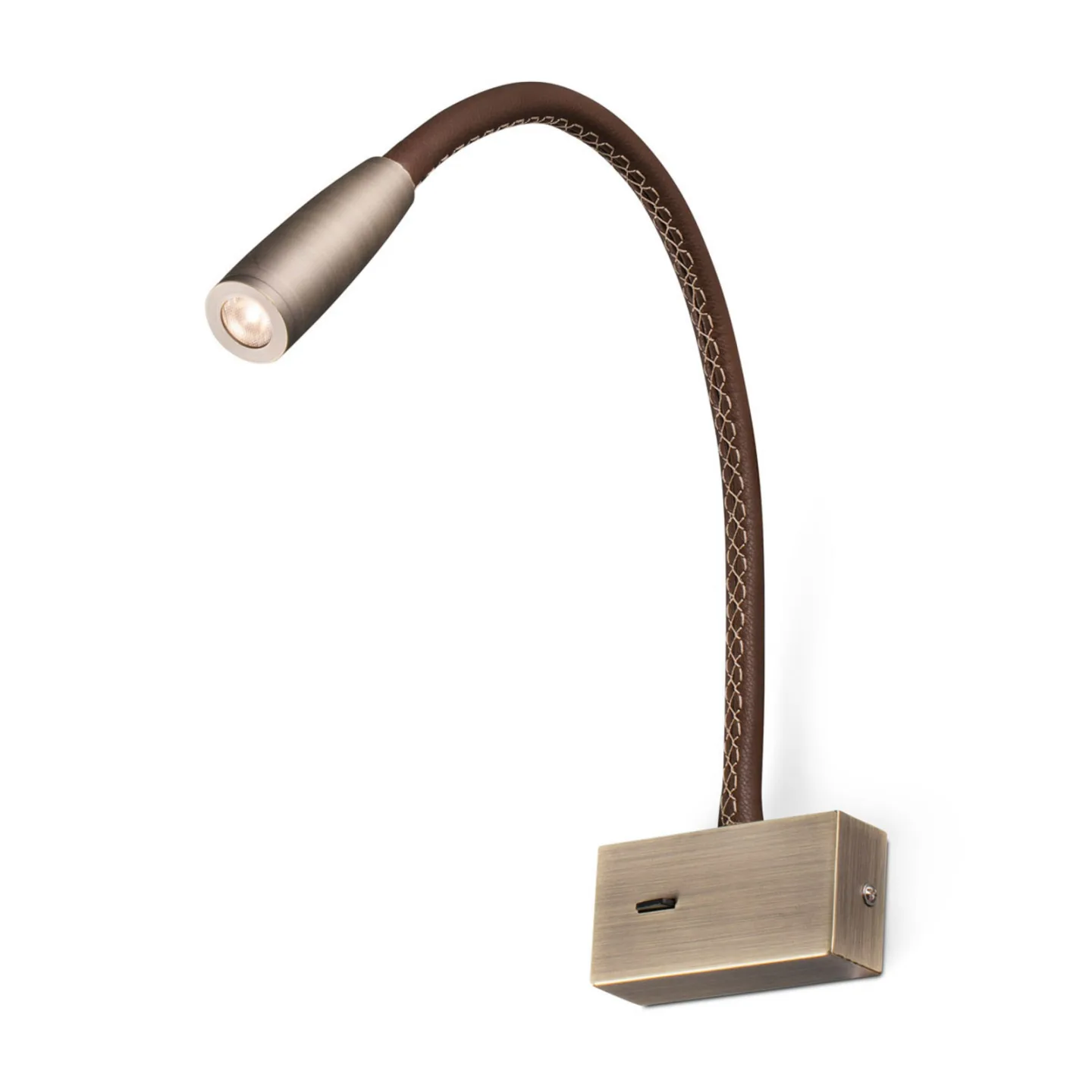Lead LED-Wand-Leseleuchte, braun, Metall/Leder - Faro FARO BARCELONA - Schlafzimmer - Modern - Einflammig