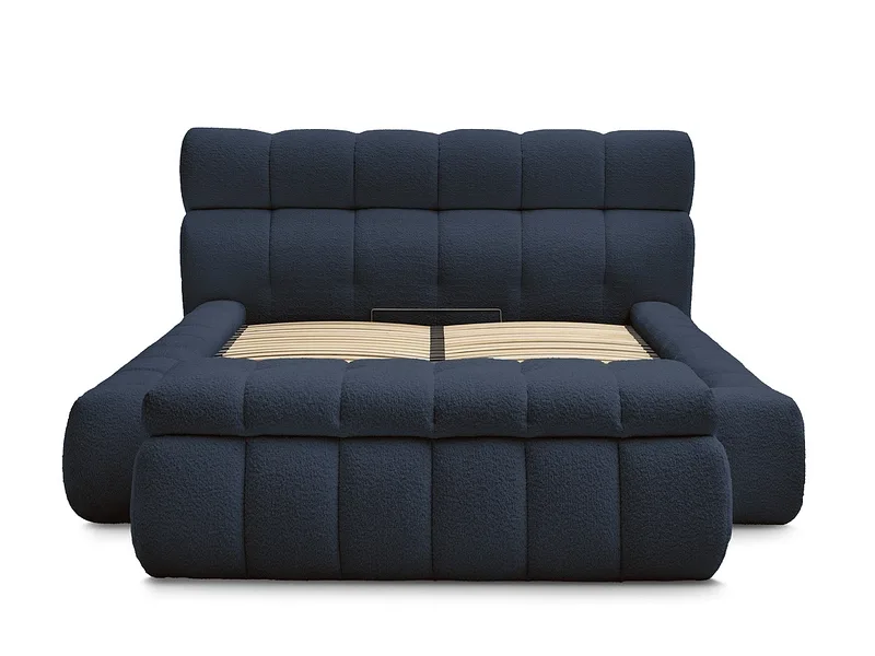 Kastenbett mit Bettkasten BOBOCHIC MONT-BLANC 180x200cm boucle-stoff dunkelblau