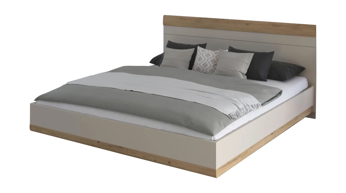 Doppelbett Futonbett 180 x 200 cm beige Artisan Eiche - rauch - SAJO