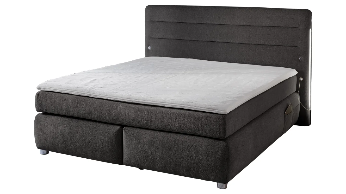 Boxspringbett 180 x 200 cm grau LED Chenille - LIVIA