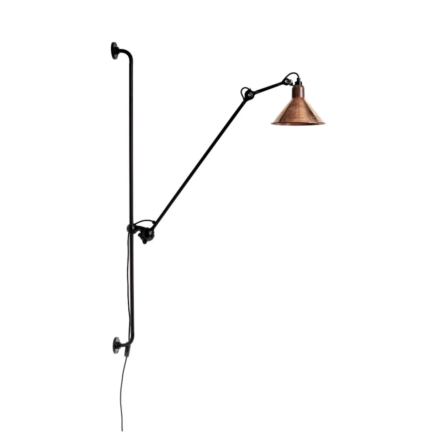 214 Wandleuchte Round schwarz/rohkupfer/weiß - Lampe Gras 214 Round - Wohnzimmer - Design - Metall - Einflammig