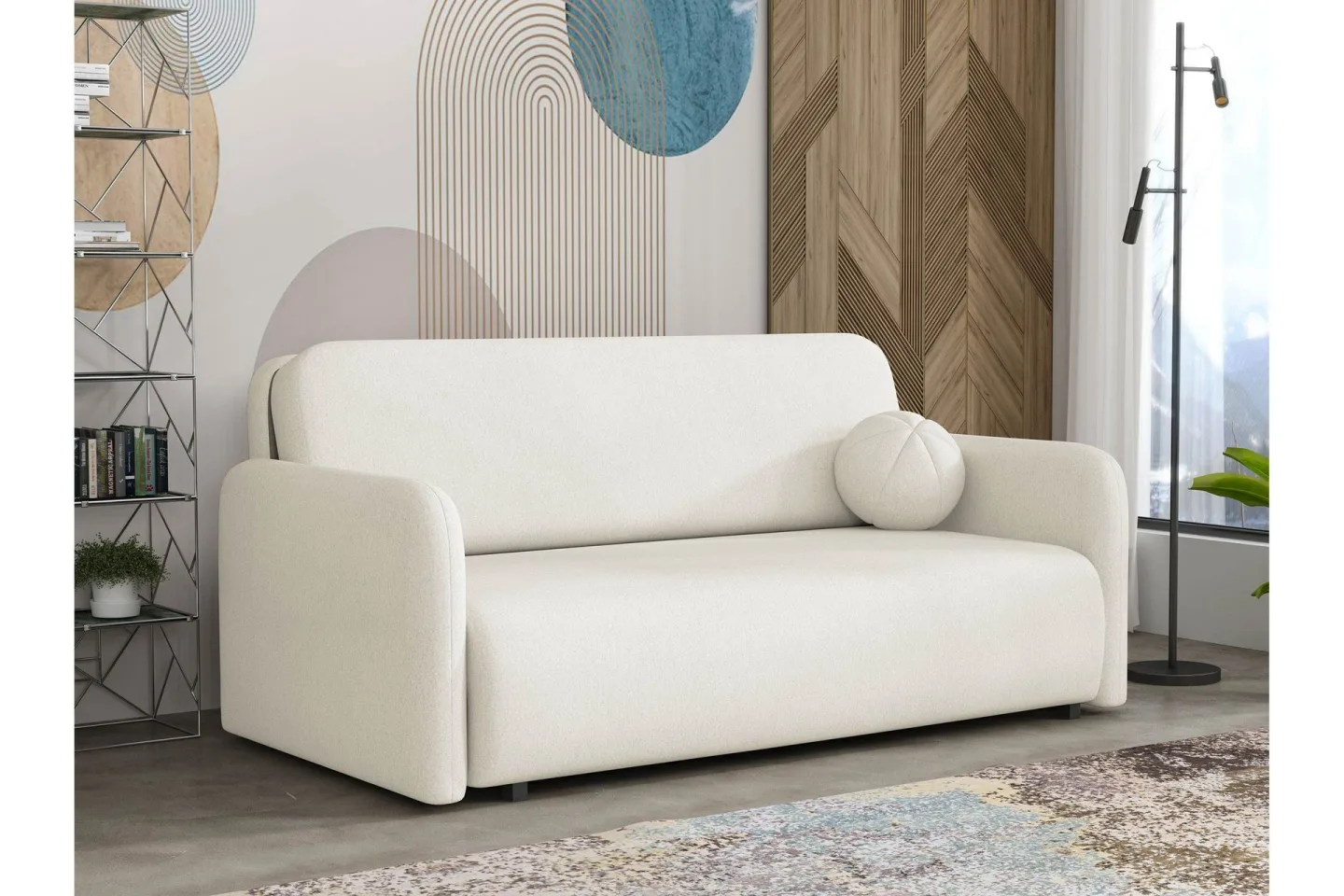Ajmeri Bäddsoffa 3-sits i Plysch - Beige